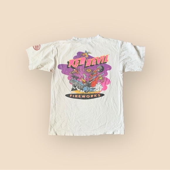 Vintage red devil fireworks shirt sleeve tee size small - Picture 1 of 15